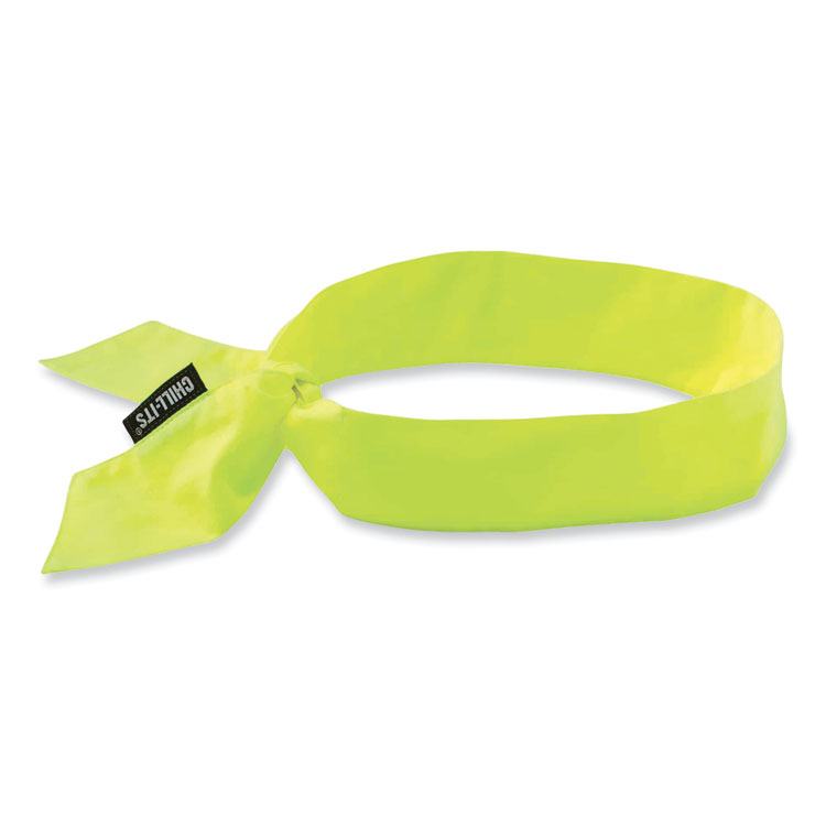 ergodyne Chill-Its 6700 Cooling Bandana Polymer Tie Headband, One Size Fits Most, Lime (EGO12301)