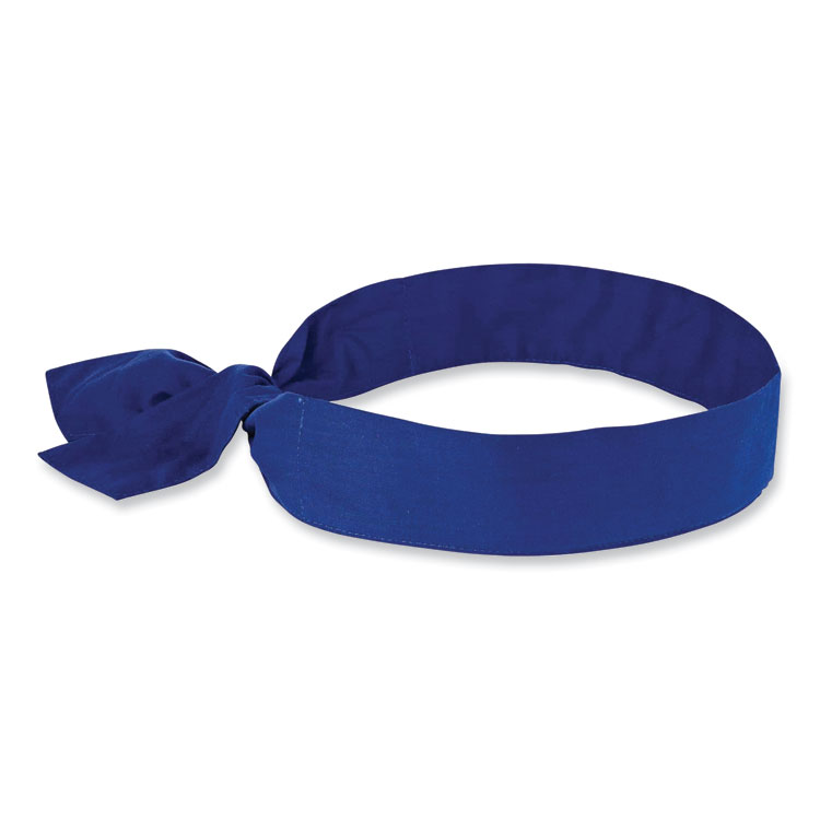 ergodyne Chill-Its 6700 Cooling Bandana Polymer Tie Headband, One Size Fits Most, Solid Blue (EGO12307)