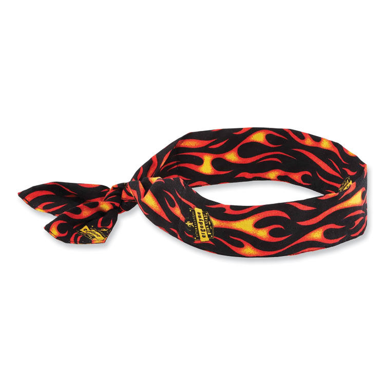 ergodyne Chill-Its 6700 Cooling Bandana Polymer Tie Headband, One Size Fits Most, Flames (EGO12341)