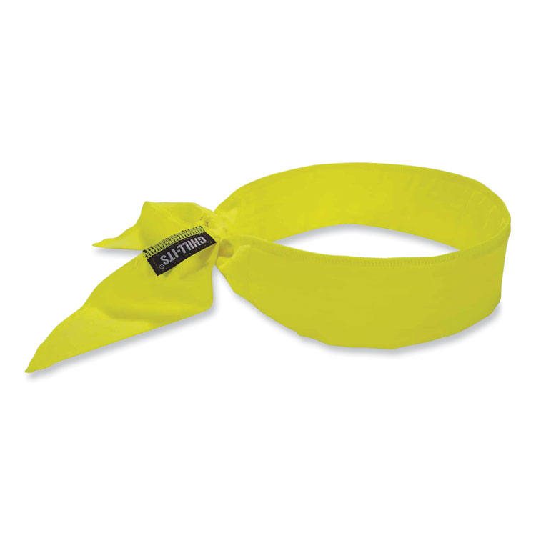 ergodyne Chill-Its 6702 Cooling Embedded Polymers Tie Bandana, One Size Fits Most, Lime (EGO12397)