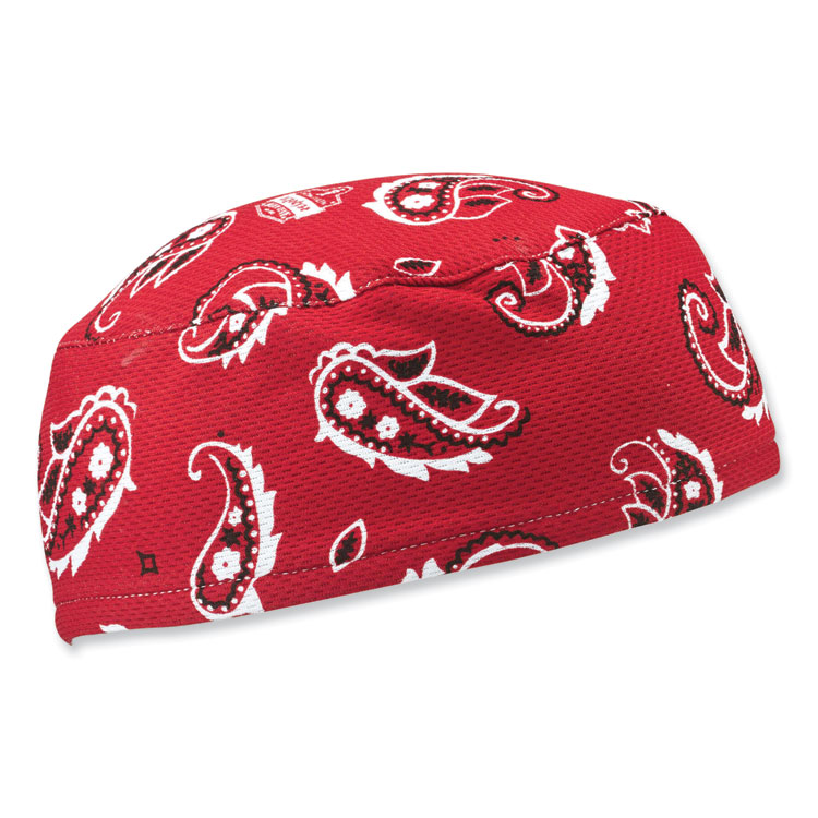 ergodyne Chill-Its 6630 High-Performance Terry Cloth Skull Cap, Polyester, One Size Fits Most, Red Western (EGO12508)