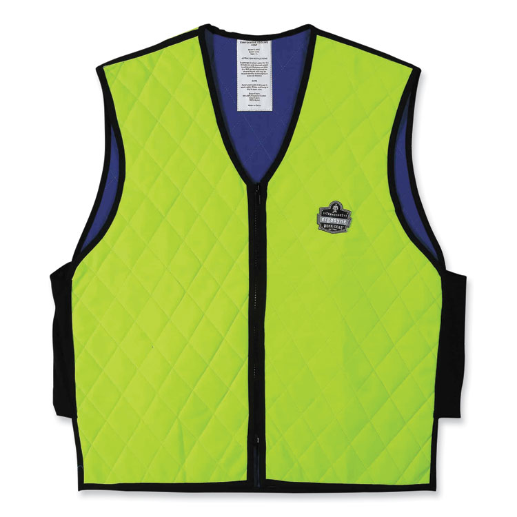 ergodyne Chill-Its 6665 Embedded Polymer Cooling Vest with Zipper, Nylon/Polymer, X-Large, Lime (EGO12535)