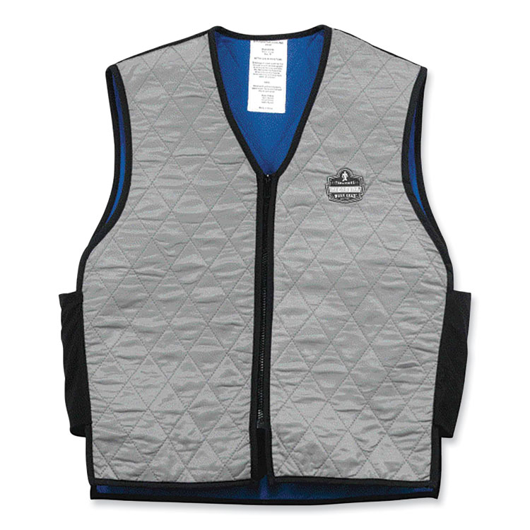 ergodyne Chill-Its 6665 Embedded Polymer Cooling Vest with Zipper, Nylon/Polymer, 2X-Large, Gray (EGO12546)