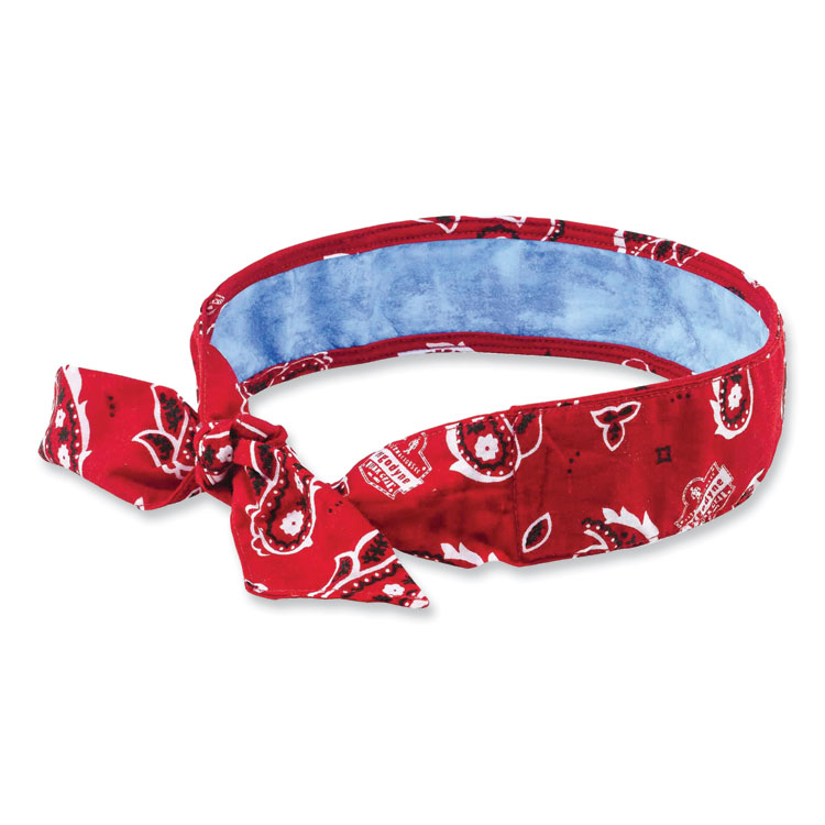 ergodyne Chill-Its 6700CT Cooling Bandana PVA Tie Headband, One Size Fits Most, Red Western (EGO12563)