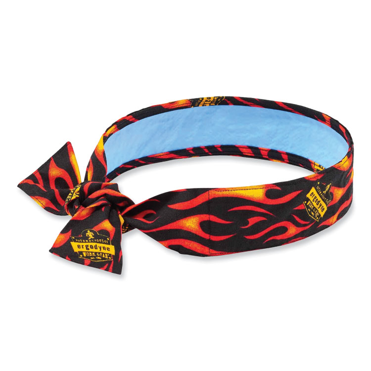 ergodyne Chill-Its 6700CT Cooling Bandana PVA Tie Headband, One Size Fits Most, Flames (EGO12568)