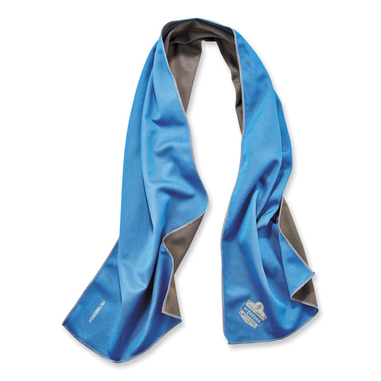 ergodyne Chill-Its 6602MF Evaporative Microfiber Cooling Towel, 40.9 x 9.8, One Size Fits Most, Microfiber, Blue (EGO12660)