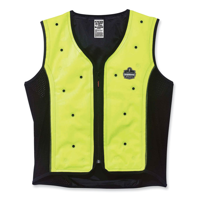 ergodyne Chill-Its 6685 Premium Dry Evaporative Cooling Vest with Zipper, Nylon, 3X-Large, Lime (EGO12677)