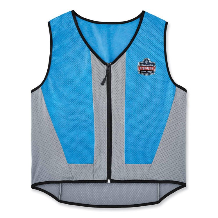 ergodyne Chill-Its 6667 Wet Evaporative PVA Cooling Vest with Zipper, PVA, Large, Blue (EGO12694)