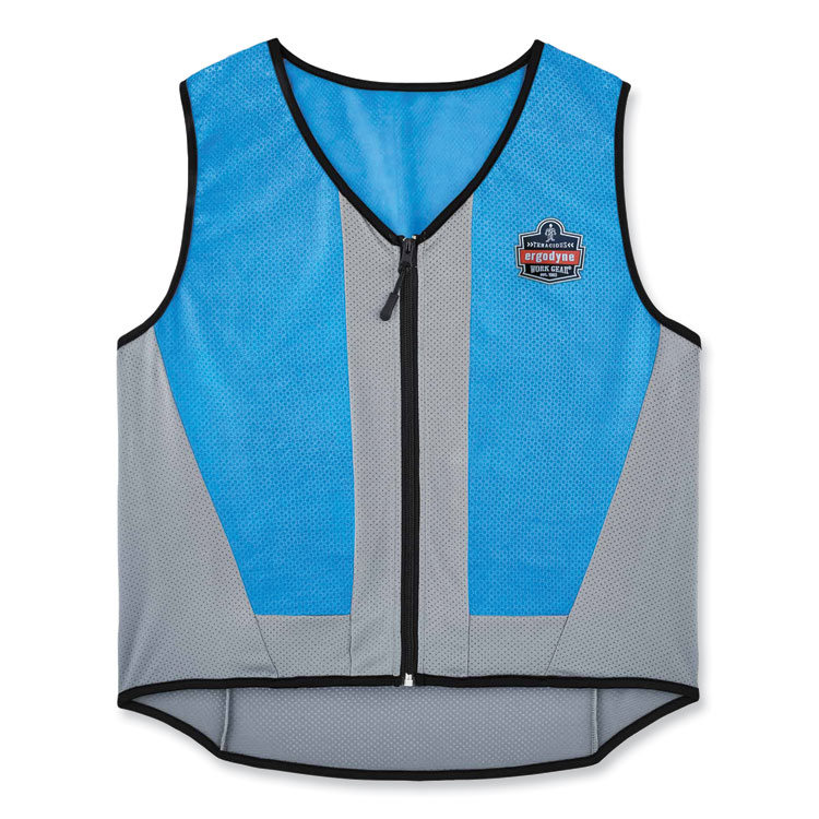 ergodyne Chill-Its 6667 Wet Evaporative PVA Cooling Vest with Zipper, PVA, X-Large, Blue (EGO12695)