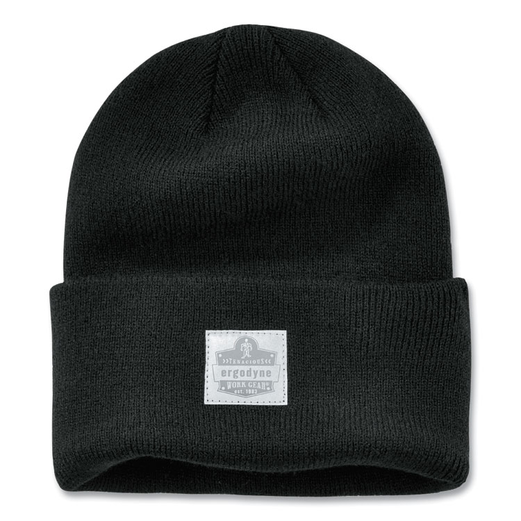 ergodyne N-Ferno 6806 Cuffed Rib Knit Winter Hat, One Size Fits Most, Black (EGO16808)