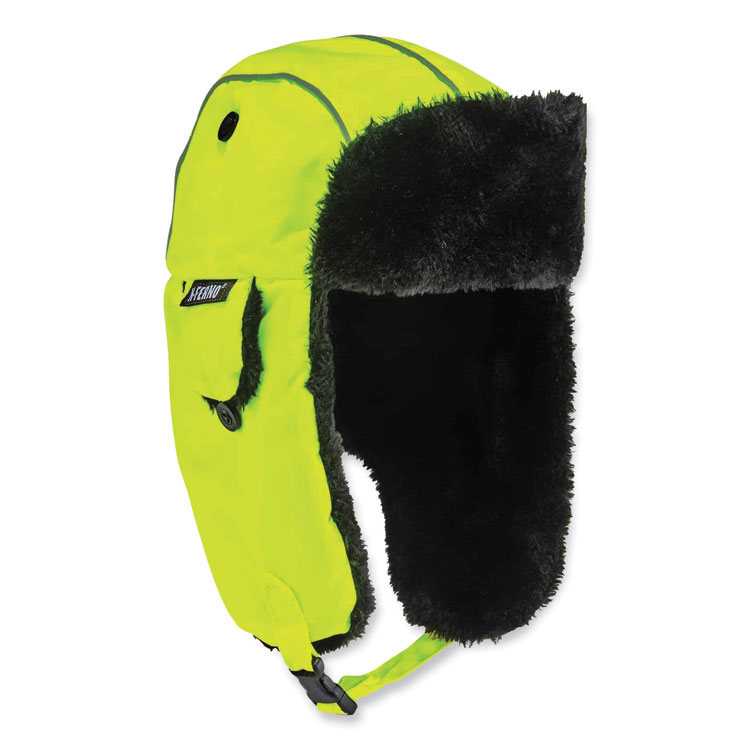 ergodyne N-Ferno 6802 Classic Trapper Hat, Large/X-Large, Lime (EGO16855)