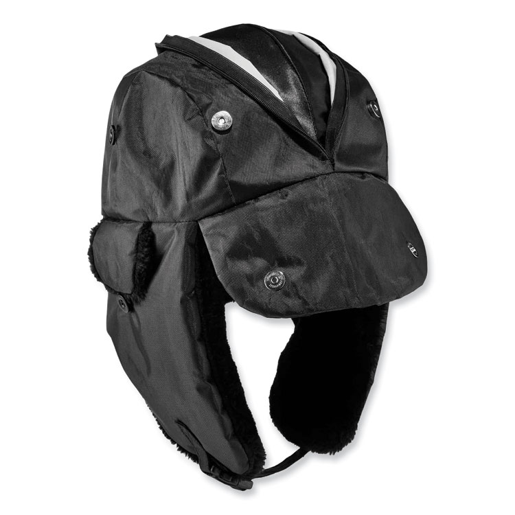 ergodyne N-Ferno 6802Z Zippered Trapper Hat, Small/Medium, Black (EGO16857)