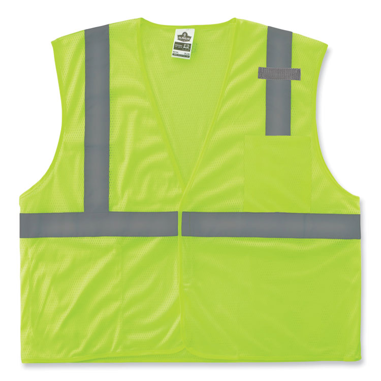 ergodyne GloWear 8210HL Class 2 Economy Mesh Hook and Loop Vest, Polyester, Small/Medium, Lime (EGO21023)
