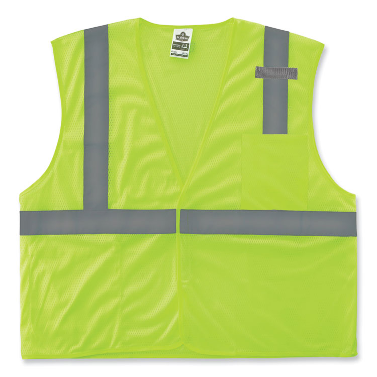 ergodyne GloWear 8210HL Class 2 Economy Mesh Hook and Loop Vest, Polyester, 4X-Large/5X-Large, Lime (EGO21029)