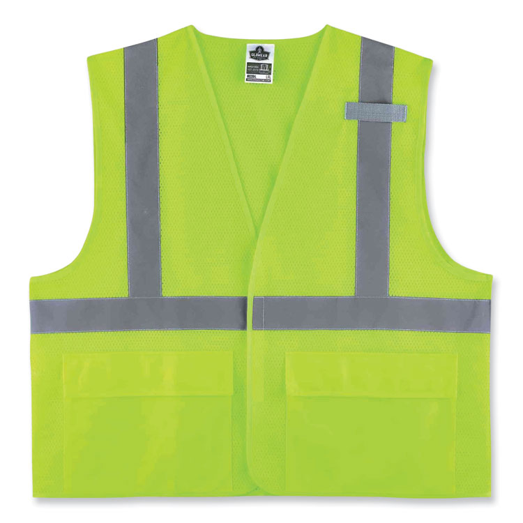 ergodyne GloWear 8220HL Class 2 Standard Mesh Hook and Loop Vest, Polyester, Large/X-Large, Lime (EGO21145)