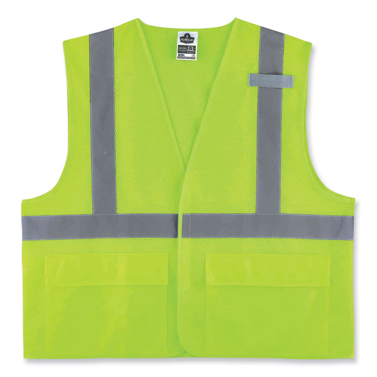 ergodyne GloWear 8220HL Class 2 Standard Mesh Hook and Loop Vest, Polyester, 4X-Large/5X-Large, Lime (EGO21149)