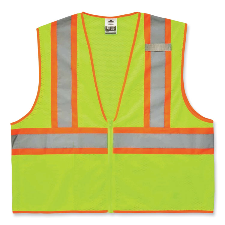 ergodyne GloWear 8229Z Class 2 Economy Two-Tone Zipper Vest, Polyester, 4X-Large/5X-Large, Lime (EGO21299)