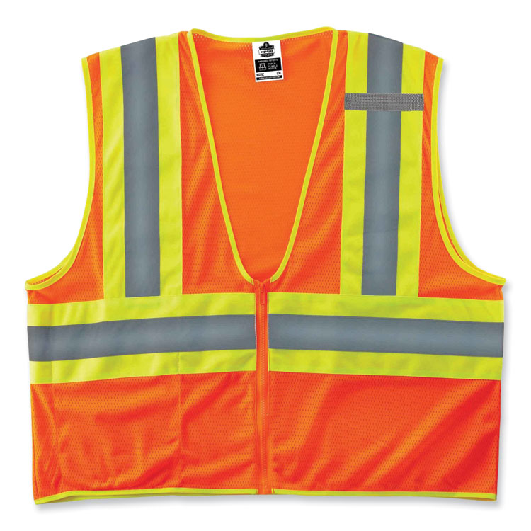 ergodyne GloWear 8229Z Class 2 Economy Two-Tone Zipper Vest, Polyester, Small/Medium, Orange (EGO21303)