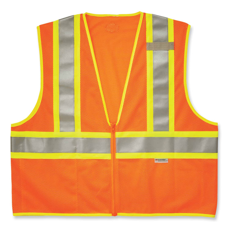 ergodyne GloWear 8230Z Class 2 Two-Tone Mesh Zipper Vest, Polyester, 4X-Large/5X-Large, Orange (EGO21319)