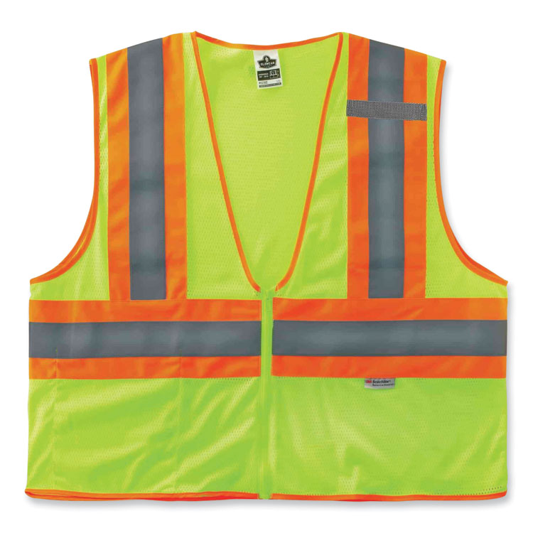 ergodyne GloWear 8230Z Class 2 Two-Tone Mesh Zipper Vest, Polyester, Large/X-Large, Lime (EGO21325)