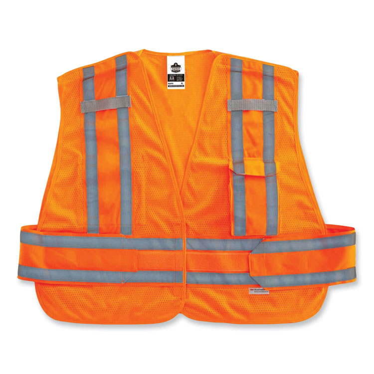ergodyne GloWear 8244PSV Class 2 Expandable Public Safety Hook and Loop Vest, Polyester, X-Large/2X-Large, Orange (EGO21362)