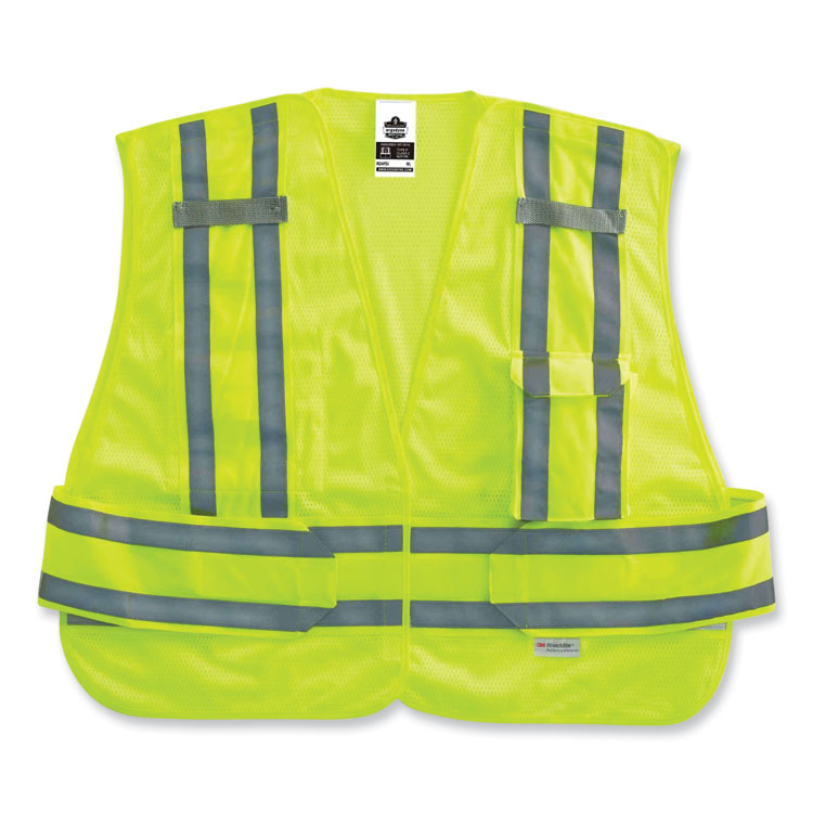 ergodyne GloWear 8244PSV Class 2 Expandable Public Safety Hook and Loop Vest, Polyester, 3X-Large Plus, Lime (EGO21367)