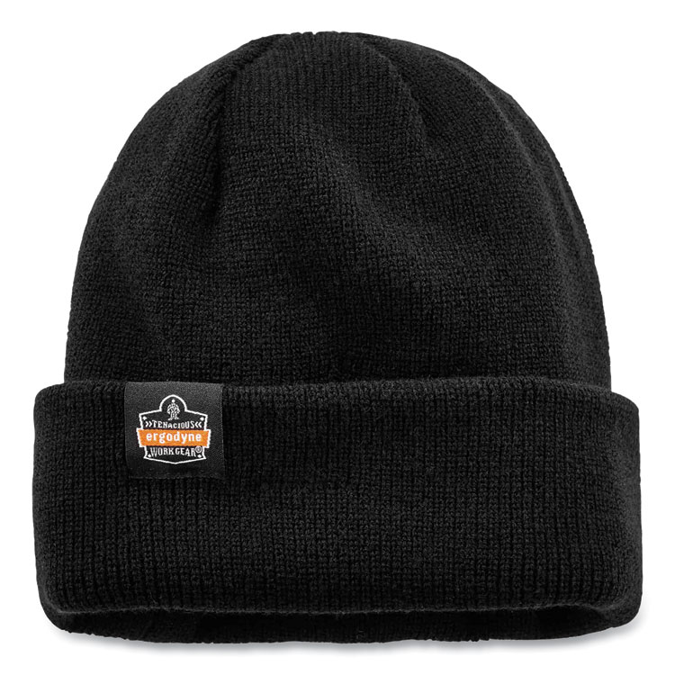 ergodyne N-Ferno 6811Z Rib Knit Hat with Zipper for Bump Cap Insert, One Size Fits Most, Black (EGO16801)
