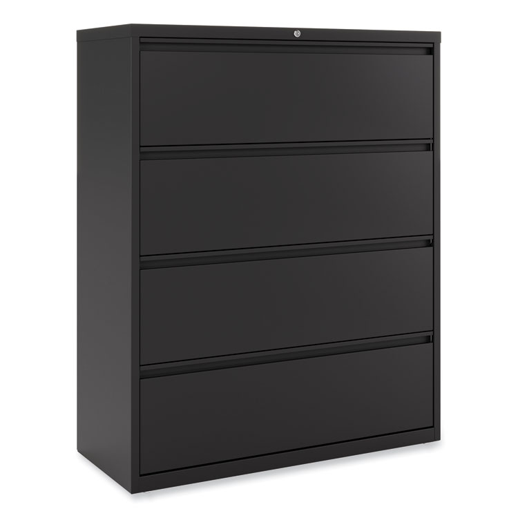Alera Lateral File, 4 Legal/Letter-Size File Drawers, Black, 42" x 18.63" x 52.5" (ALEHLF4254BL)