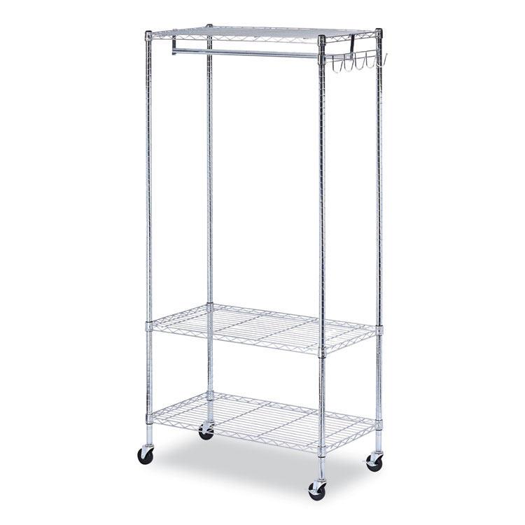 ALEGR363618SR - Alera Wire Shelving Garment Rack, 30 Garments, 36w x 18d x 75h, Silver (ALEGR363618SR)