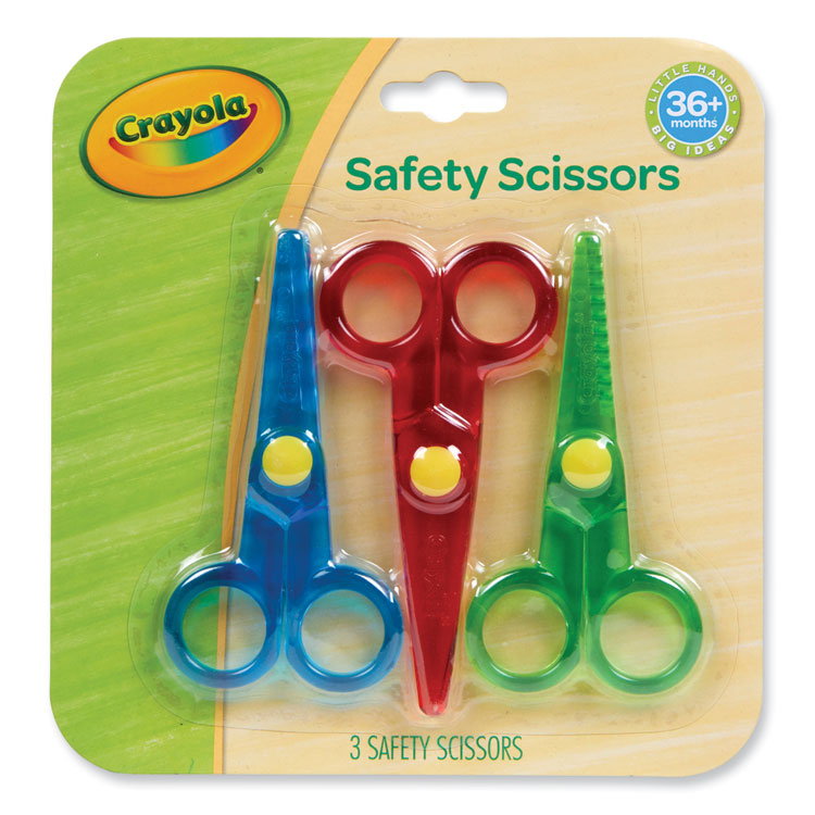 Crayola Safety Scissors, Rounded Tip, Straight Assorted Color Handles, 3/Pack (CYO811458)