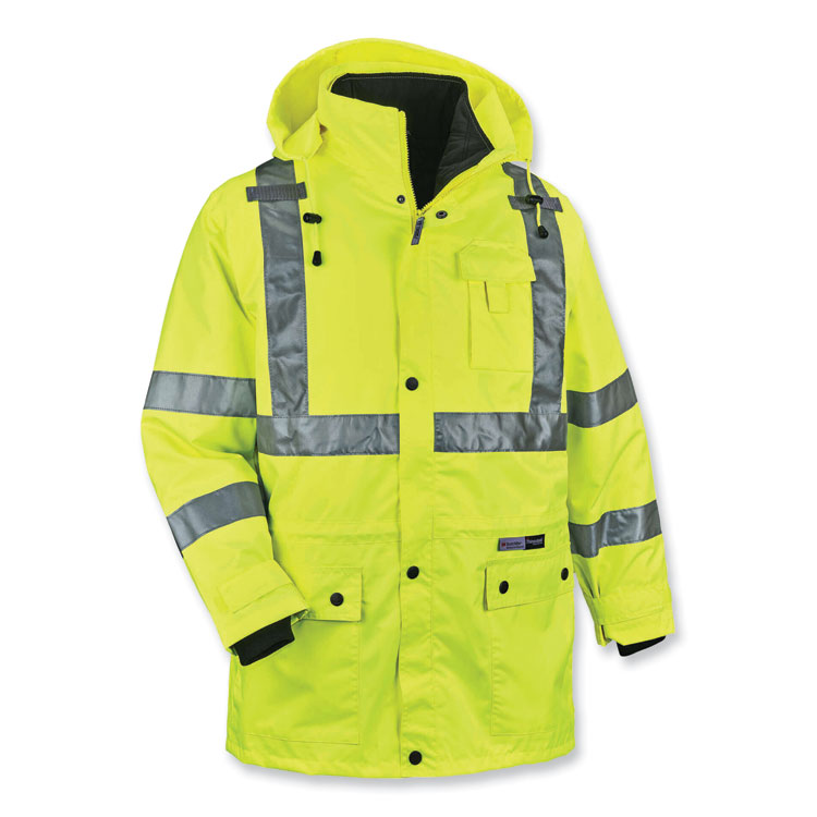 ergodyne GloWear 8385 Class 3 Hi-Vis 4-in-1 Jacket, 2X-Large, Lime (EGO24386)