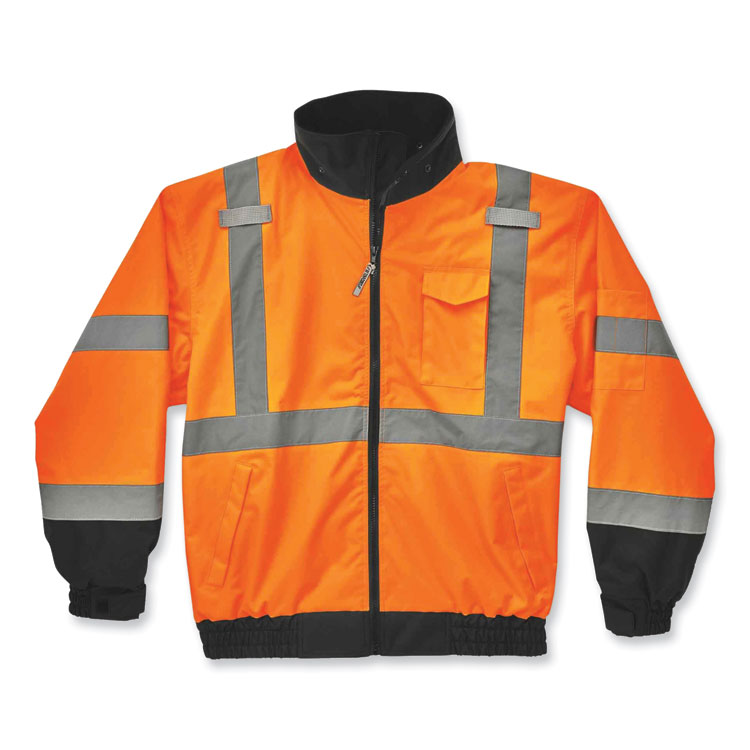 ergodyne GloWear 8379 Class 3 Hi-Vis Fleece Lined Bomber Jacket, Orange, 4X-Large (EGO24468)