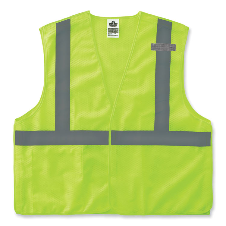 ergodyne GloWear 8215BA-S Single Size Class 2 Economy Breakaway Mesh Vest, Polyester, 5X-Large, Lime (EGO24549)