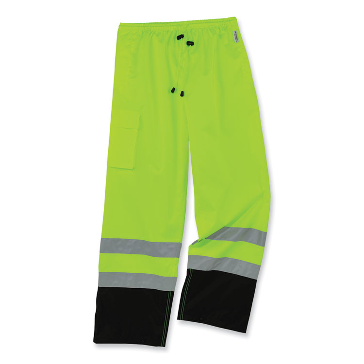 ergodyne GloWear 8915BK Class E Hi-Vis Rain Pants Black Bottom, Medium, Lime (EGO25423)