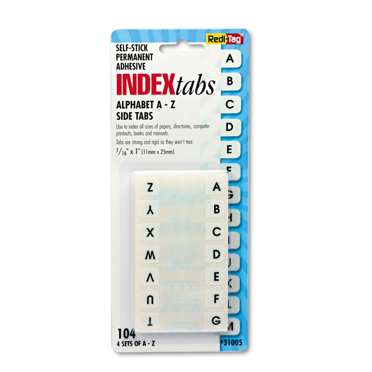 Redi-Tag Legal Index Tabs, Preprinted Alpha: A to Z, 1/12-Cut, White, 0.44" Wide, 104/Pack (RTG31005)