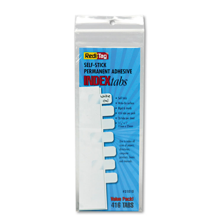 Redi-Tag Legal Index Tabs, Customizable: Handwrite Only, 1/5-Cut, White, 1" Wide, 416/Pack (RTG31010)