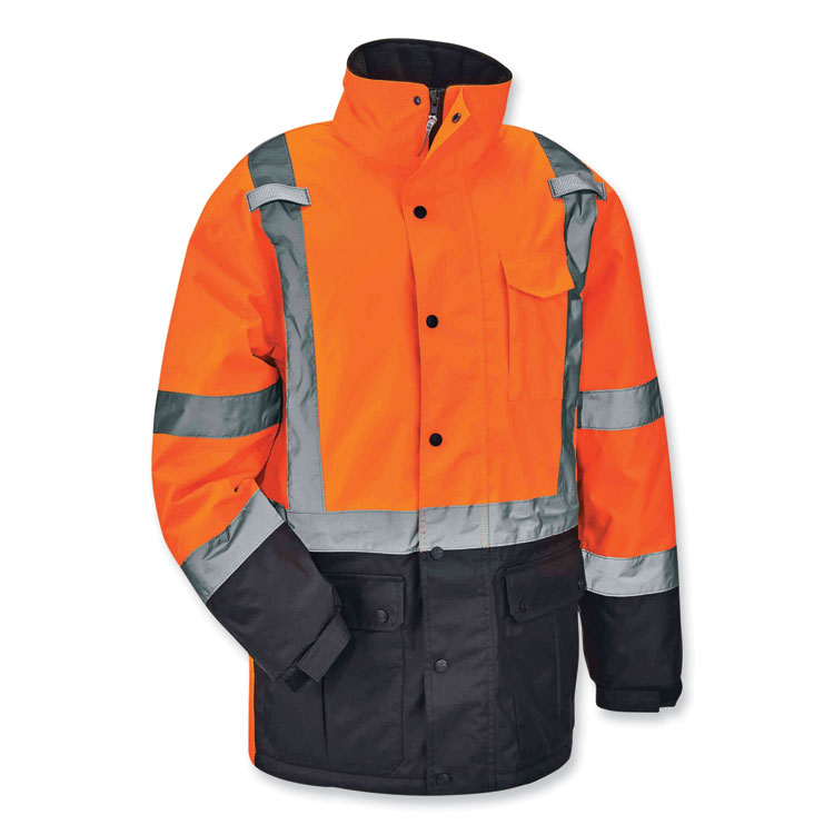 ergodyne GloWear 8384 Class 3 Hi-Vis Quilted Thermal Parka, Large, Orange (EGO25574)