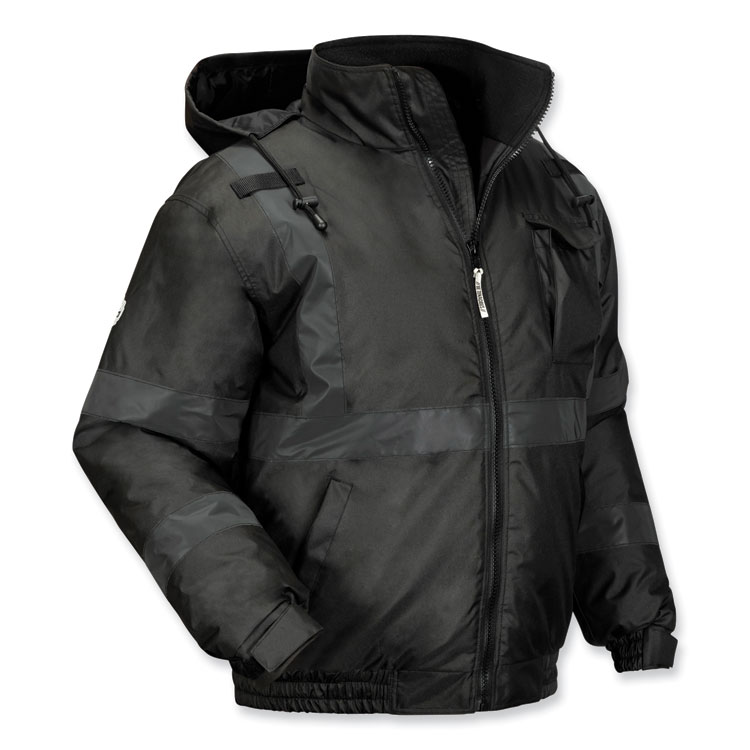 ergodyne GloWear 8377EV Non-Certified Hi-Vis Quilted Bomber Jacket, Black, Small (EGO25642)