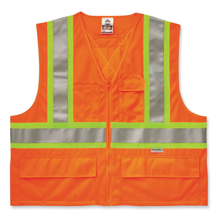 ergodyne GloWear 8235ZX Class 2 Two-Tone X-Back Vest, Polyester, 2X-Large/3X-Large, Orange (EGO26187)