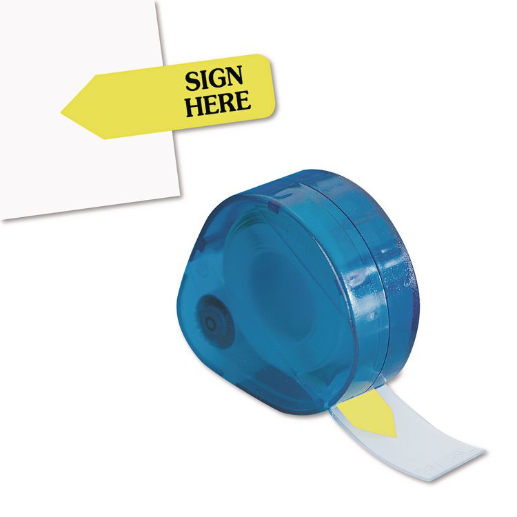 Redi-Tag Arrow Message Page Flags in Dispenser, "Sign Here", Yellow, 120 Flags/Pack (RTG81014)