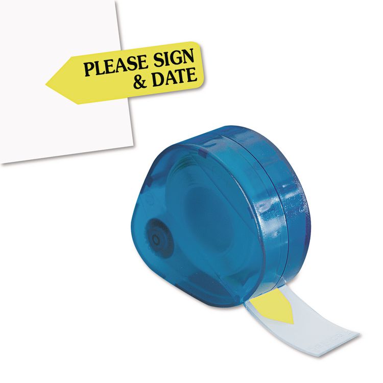 Redi-Tag Arrow Message Page Flags in Dispenser, "Please Sign and Date", Yellow, 120 Flags (RTG81124)