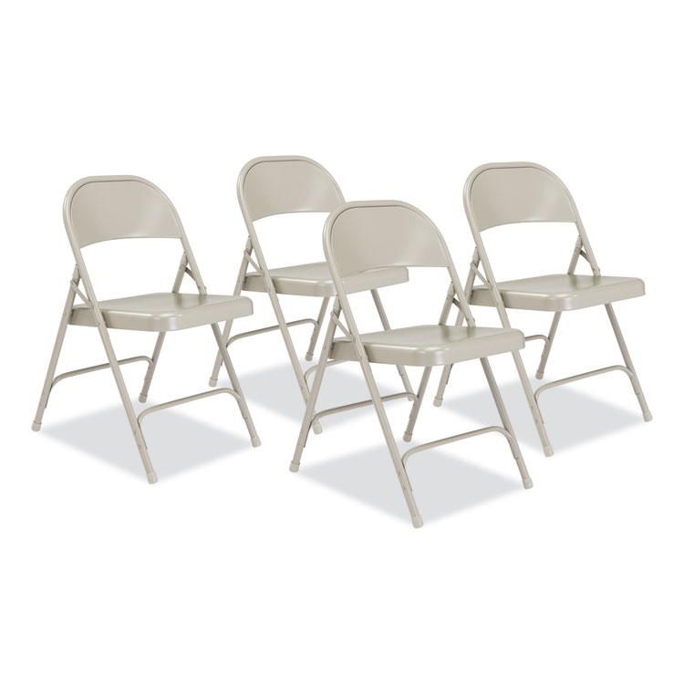 NPS 50 Series All-Steel Folding Chair, Supports Up to 500 lb, 16.75" Seat Height, Gray Seat, Gray Back, Gray Base, 4/Carton (NPS52)