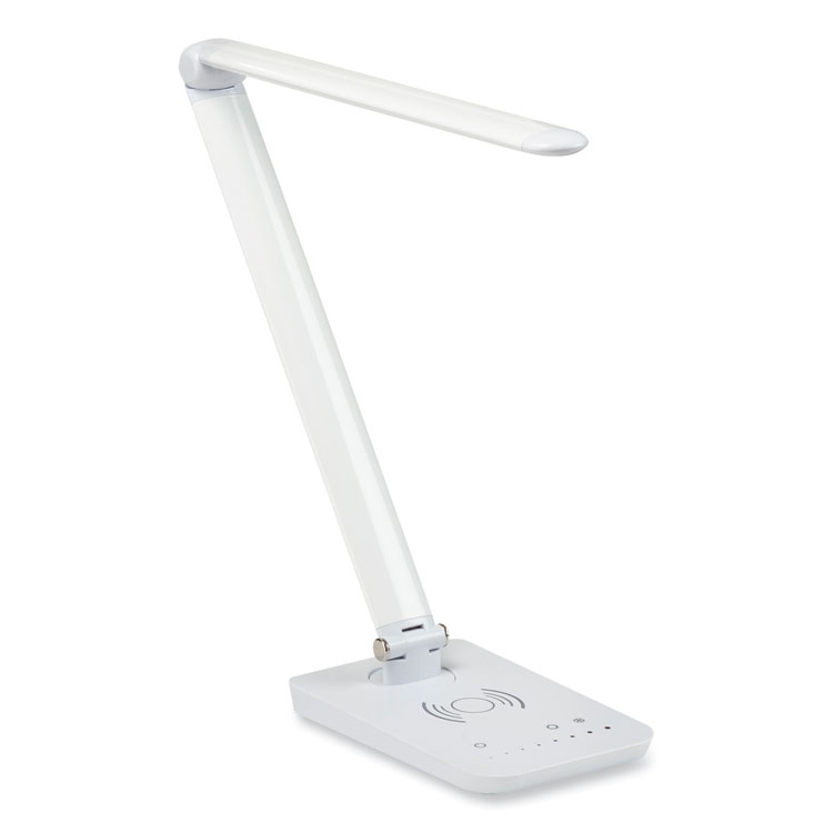 Safco Vamp LED Wireless Charging Lamp, Multi-pivot Neck, 16.75" High, White (SAF1009WH)
