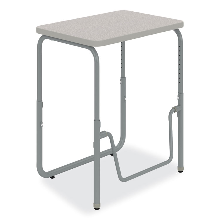 Safco AlphaBetter 2.0 Height-Adjustable Student Desk with Pendulum Bar, 27.75 x 19.75 x 22 to 30, Pebble Gray (SAF1221GR)