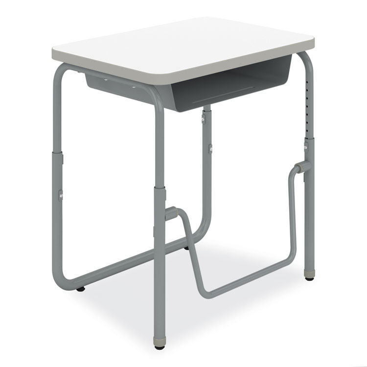Safco AlphaBetter 2.0 Height-Adjustable Student Desk with Pendulum Bar and Book Box, 27.75 x 19.75 x 22 to 30, Dry Erase (SAF1222DE)