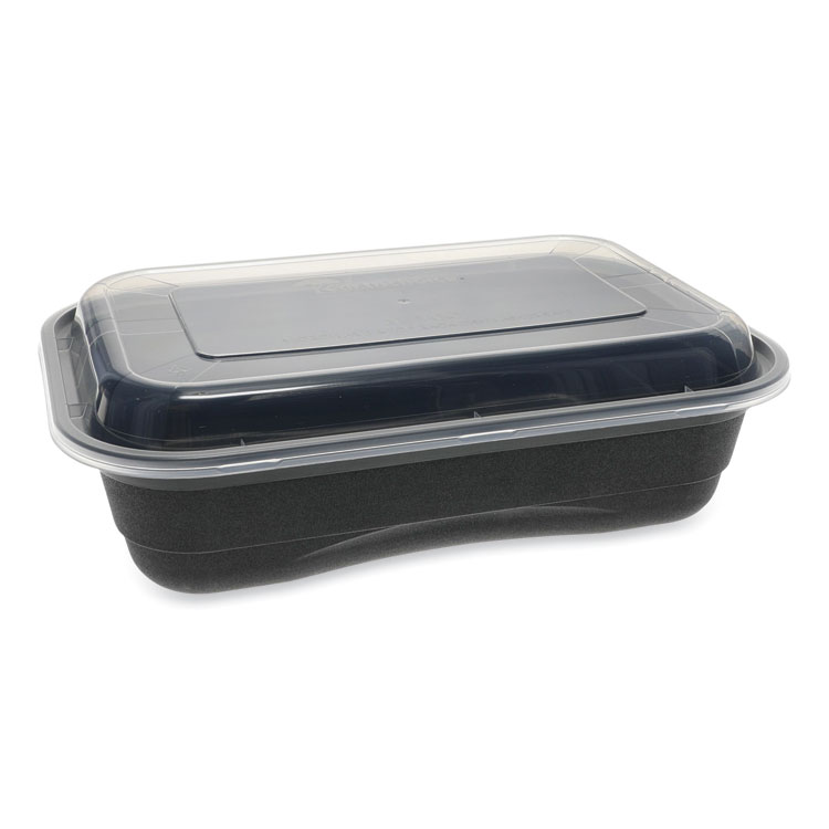 Pactiv Evergreen EarthChoice Versa2Go Microwaveable Container, 36 oz, 8.4 x 5.6 x 2, Black/Clear, Plastic, 150/Carton (PCTNV2GRT3688B)