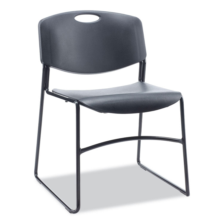 Alera Alera Resin Stacking Chair, Supports Up to 275 lb, 18.50" Seat Height, Black Seat, Black Back, Black Base, 4/Carton (ALECA671)