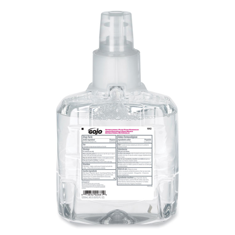 GOJO Antibacterial Foam Hand Wash Refill, For LTX-12 Dispenser, Plum Scent, 1,200 mL (GOJ191202EA)