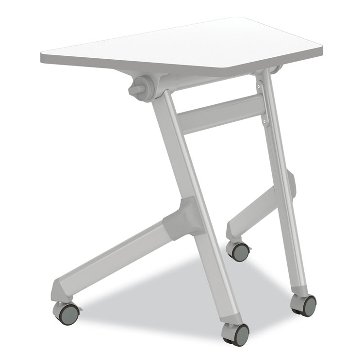 Safco Learn Nesting Trapezoid Desk, 32.83" x 22.25" to 29.5", White/Silver (SAF1226DE)