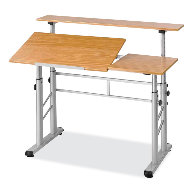 Safco Height-Adjustable Split Level Drafting Table, Rectangular/Square, 47.25 x 29.75 x 26 to 37.25, Medium Oak (SAF3965MO)